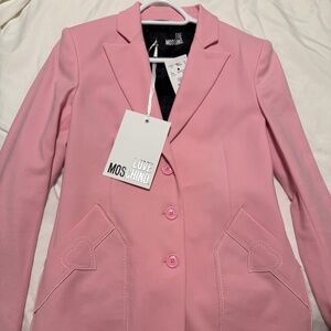 Love Moschino Pink Blazer with White Stitching